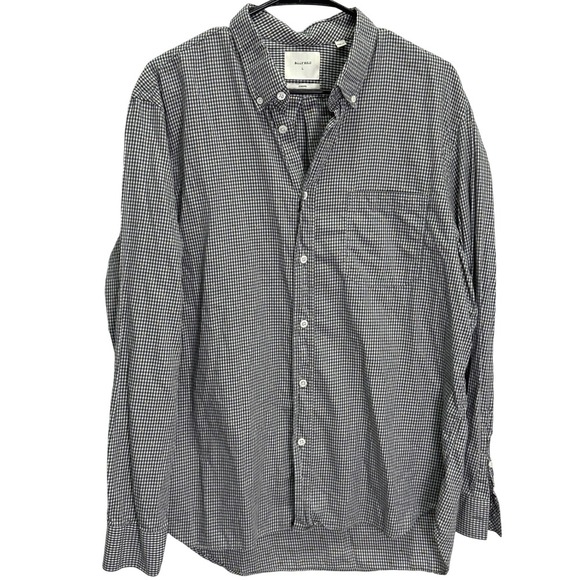 Billy Reid Tuscumbria Black White Button Down Shirt Copper Stitch Size L Gingham - Picture 1 of 8